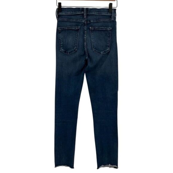 Agolde Blue Denim Stretch Raw Hem Sophie Crop Skinny Jeans Medium Wash Size 25 - Picture 3 of 9